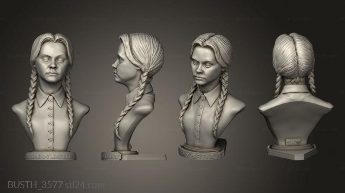 Busts of heroes and monsters (Wednesday Addams doll, BUSTH_3577) 3D models for cnc