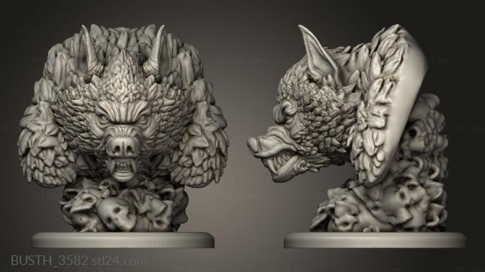 Busts of heroes and monsters (Werewolf, BUSTH_3582) 3D models for cnc