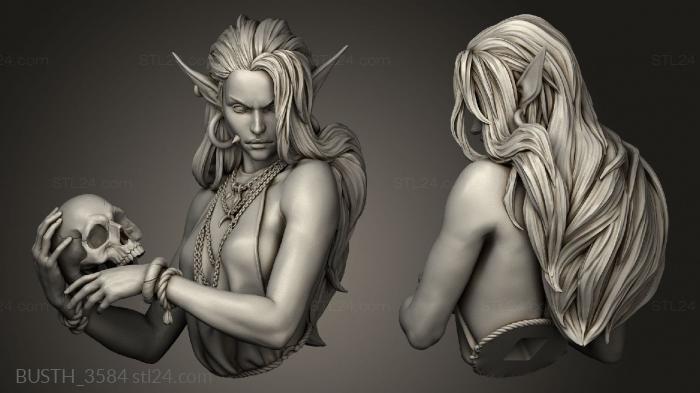 Busts of heroes and monsters (White Werewolf Tavern Leandria the Necromancer Necromant top, BUSTH_3584) 3D models for cnc