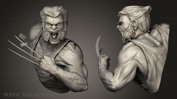 Busts of heroes and monsters (Wolverine forest, BUSTH_3606) 3D models for cnc