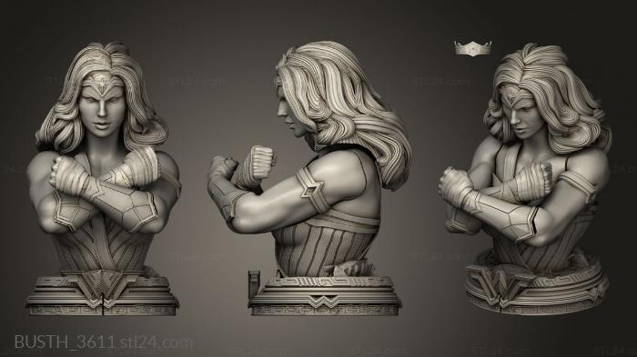 Busts of heroes and monsters (Wonder Woman Base, BUSTH_3611) 3D models for cnc