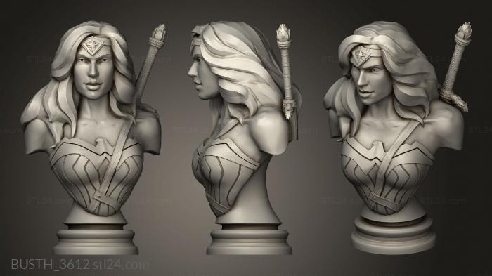 Busts of heroes and monsters (WONDER WOMAN, BUSTH_3612) 3D models for cnc