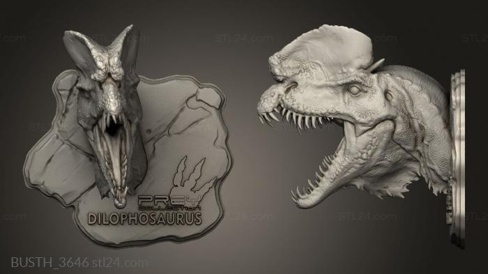 Busts of heroes and monsters (Dilophosaurus head 3, BUSTH_3646) 3D models for cnc
