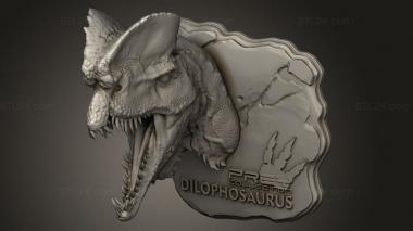 Busts of heroes and monsters (Dilophosaurus head 3, BUSTH_3646) 3D models for cnc