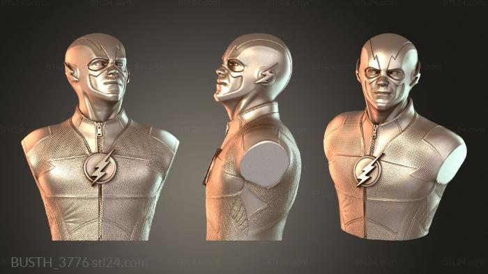 Бюсты монстры и герои (Барри Аллен Флэш Бюст, BUSTH_3776) 3D модель для ЧПУ станка