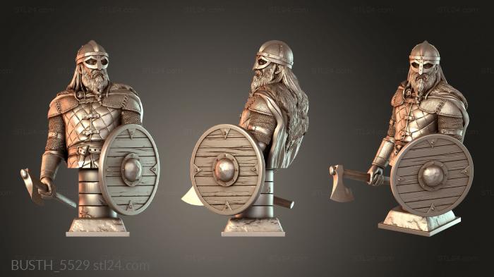 Бюсты монстры и герои (Бюст викинга-разбойника с топором, BUSTH_5529) 3D модель для ЧПУ станка