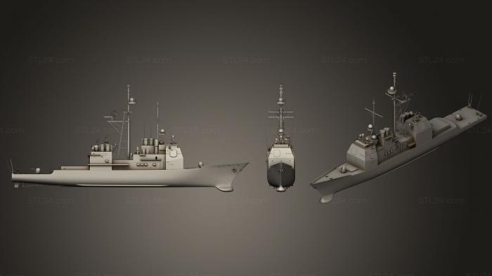 Автомобили и транспорт (Ракетный крейсер USS Port Royal, CARS_0017) 3D модель для ЧПУ станка