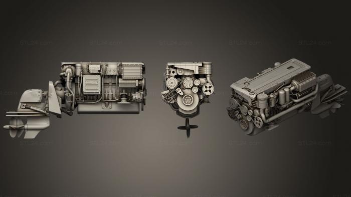 Автомобили и транспорт (Судовой двигатель Volvo Penta, CARS_0023) 3D модель для ЧПУ станка