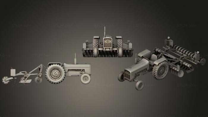 Автомобили и транспорт (3D Трактор с Дисковой бороной, CARS_0053) 3D модель для ЧПУ станка