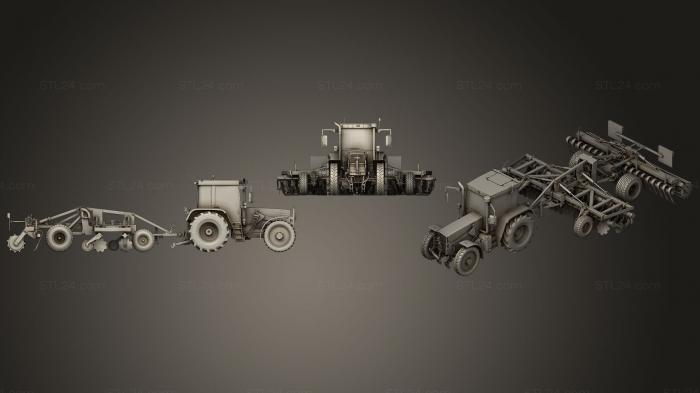 Автомобили и транспорт (3D Трактор с Дисковой бороной 2, CARS_0054) 3D модель для ЧПУ станка
