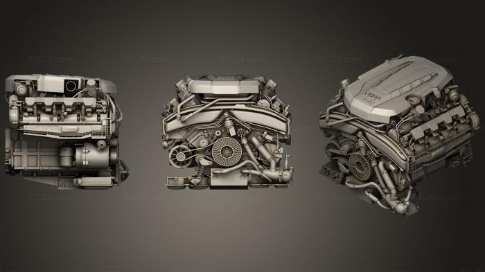 Автомобили и транспорт (Двигатель Audi S8 TFSI V8, CARS_0073) 3D модель для ЧПУ станка