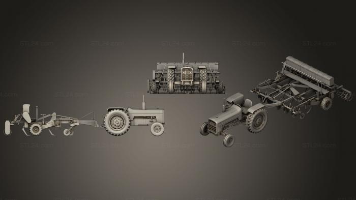 Автомобили и транспорт (Дисковая борона с трактором, CARS_0134) 3D модель для ЧПУ станка