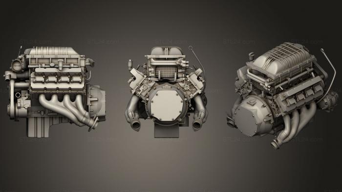 Автомобили и транспорт (Двигатель Dodge Challenger HEMI Demon V8, CARS_0135) 3D модель для ЧПУ станка