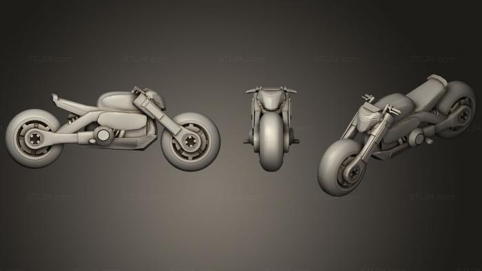 Автомобили и транспорт (Низкопольный Киберпанковский мотоцикл, CARS_0232) 3D модель для ЧПУ станка