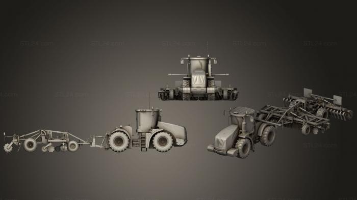Автомобили и транспорт (Трактор с дисковой бороной 3, CARS_0335) 3D модель для ЧПУ станка