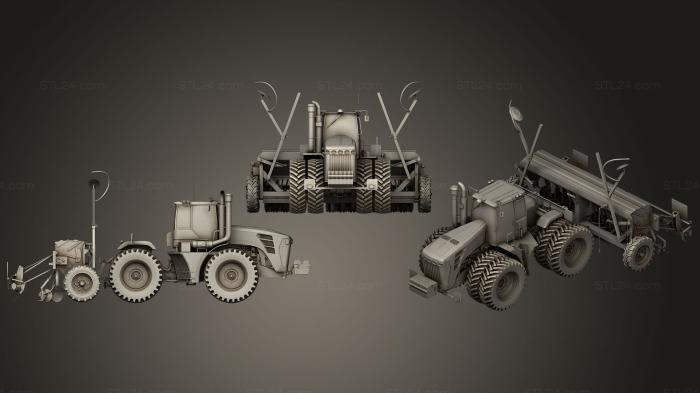 Автомобили и транспорт (Трактор с сеялкой 2, CARS_0337) 3D модель для ЧПУ станка