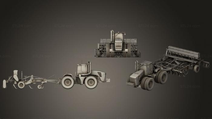 Автомобили и транспорт (Трактор с сеялкой 6, CARS_0340) 3D модель для ЧПУ станка
