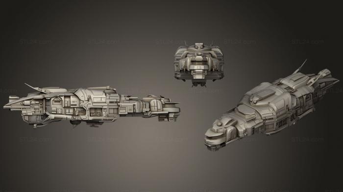 Автомобили и транспорт (Космический корабль киберпанка Midjourney 2, CARS_0402) 3D модель для ЧПУ станка