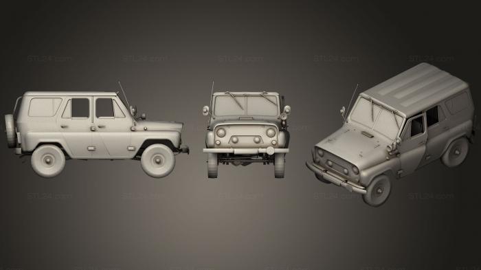 Автомобили и транспорт (PUBG Новый Официальный УАЗ, CARS_0412) 3D модель для ЧПУ станка