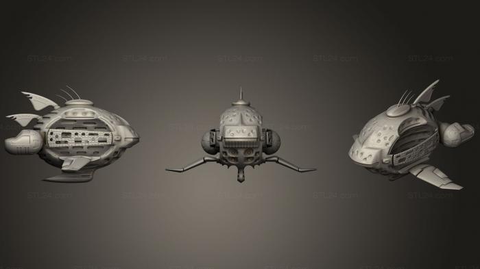 Автомобили и транспорт (Sci fifantasy эскиз корабля оригинальная концепция, CARS_0425) 3D модель для ЧПУ станка