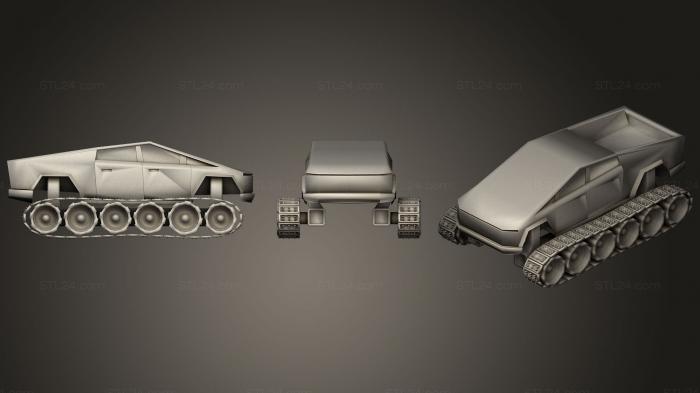 Автомобили и транспорт (Кибертанк Tesla Cybertruck, CARS_0438) 3D модель для ЧПУ станка