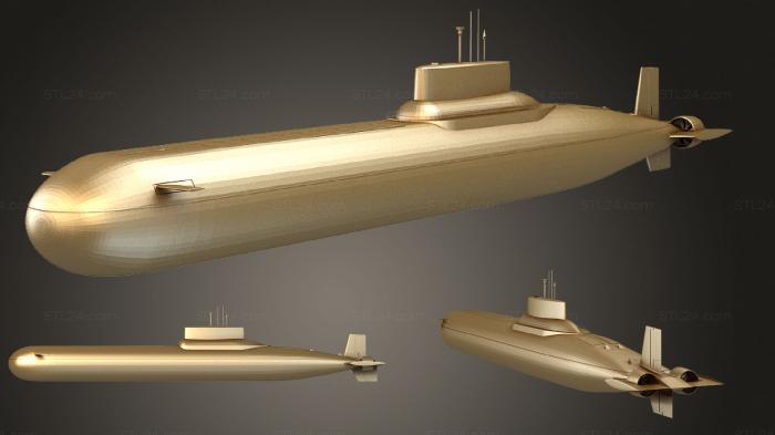 Автомобили и транспорт (Подводная лодка класса Акула, CARS_0461) 3D модель для ЧПУ станка