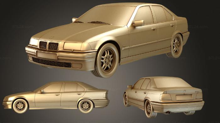 Автомобили и транспорт (BMW 3 серии E36 седан 1994, CARS_0741) 3D модель для ЧПУ станка