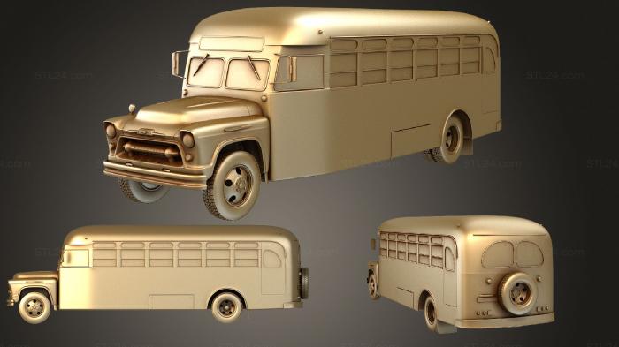 Автомобили и транспорт (Школьный автобус Chevrolet 6700 1955, CARS_0991) 3D модель для ЧПУ станка