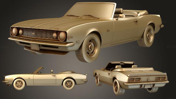 Автомобили и транспорт (Chevrolet Camaro Z28 Кабриолет 1967 комплект, CARS_1014) 3D модель для ЧПУ станка