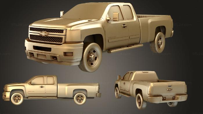 Автомобили и транспорт (Chevrolet Silverado HD удлиненный ЛонгБед 2011, CARS_1066) 3D модель для ЧПУ станка
