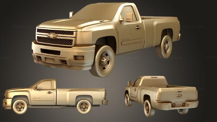 Автомобили и транспорт (Chevrolet Silverado HD RegularCab LongBed 2011, CARS_1068) 3D модель для ЧПУ станка