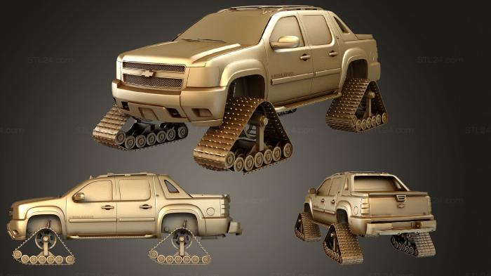 Автомобили и транспорт (Chevrolet Avalanche Z71 Гусеничный, CARS_1076) 3D модель для ЧПУ станка