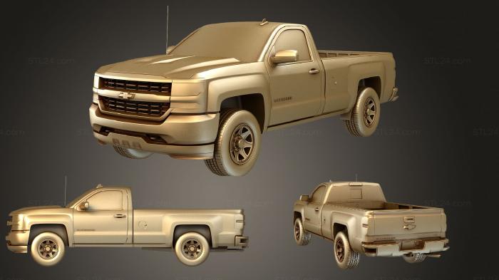 Автомобили и транспорт (Chevrolet silverado wt обычная кабина lb, CARS_1108) 3D модель для ЧПУ станка