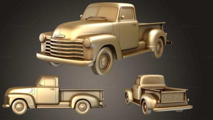 Автомобили и транспорт (Пикап chevy 50 hipoly, CARS_1122) 3D модель для ЧПУ станка