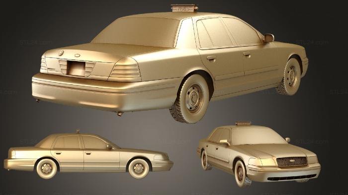 Автомобили и транспорт (CrownVictoria Нью-Йорк Такси желтое такси 1998 2001, CARS_1229) 3D модель для ЧПУ станка