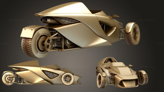 Автомобили и транспорт (Дизайн 3-колесной машины Darkside, CARS_1256) 3D модель для ЧПУ станка