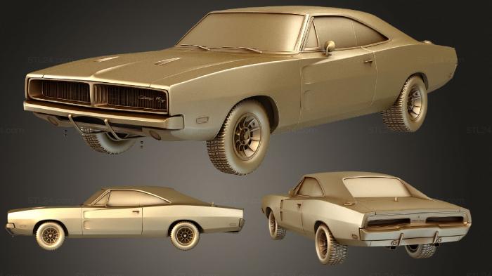 Автомобили и транспорт (Dodge Charger (Mk2) (кузов B) Генерал Ли 1969, CARS_1284) 3D модель для ЧПУ станка