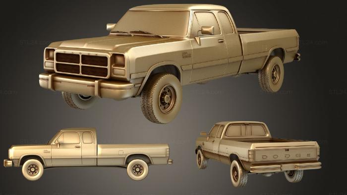 Автомобили и транспорт (Dodge Ram (Mk1) ClubCab 1991, CARS_1309) 3D модель для ЧПУ станка