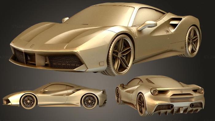 Автомобили и транспорт (Ferrari 488 GTB Шумахер 2018, CARS_1420) 3D модель для ЧПУ станка
