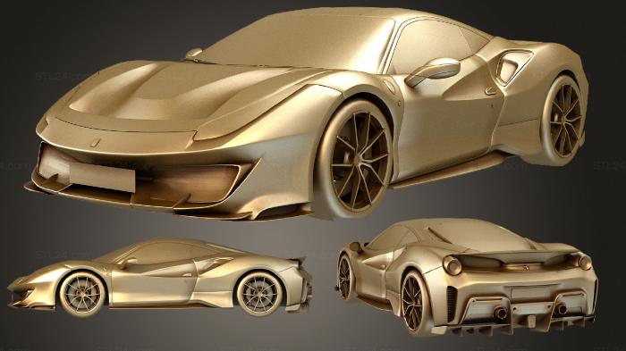 Автомобили и транспорт (Ferrari 488 Писта 2019 lowpoly, CARS_1421) 3D модель для ЧПУ станка