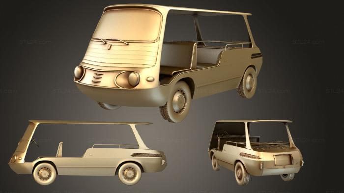 Автомобили и транспорт (Fiat 600 Multipla Marinella 1957, CARS_1437) 3D модель для ЧПУ станка