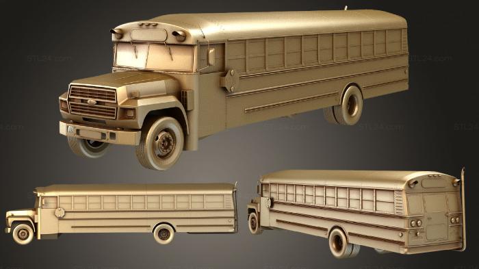 Автомобили и транспорт (Обычный школьный автобус Ford B 700 Thomas 1984 г., CARS_1512) 3D модель для ЧПУ станка