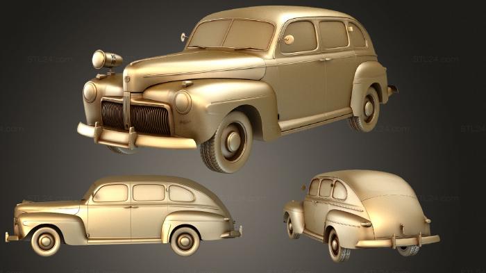 Автомобили и транспорт (Ford V8 Super Deluxe (21A) Тюдор Седан Армейский штабной автомобиль 1942 года, CARS_1648) 3D модель для ЧПУ станка