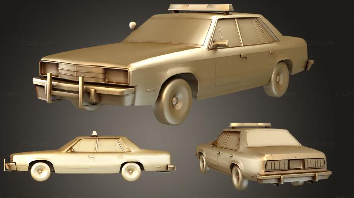 Автомобили и транспорт (Полицейский седан с кузовом Foxbody, CARS_1675) 3D модель для ЧПУ станка