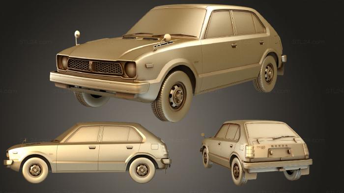 Автомобили и транспорт (Honda Civic (Mk1) 4 двери 1976, CARS_1828) 3D модель для ЧПУ станка