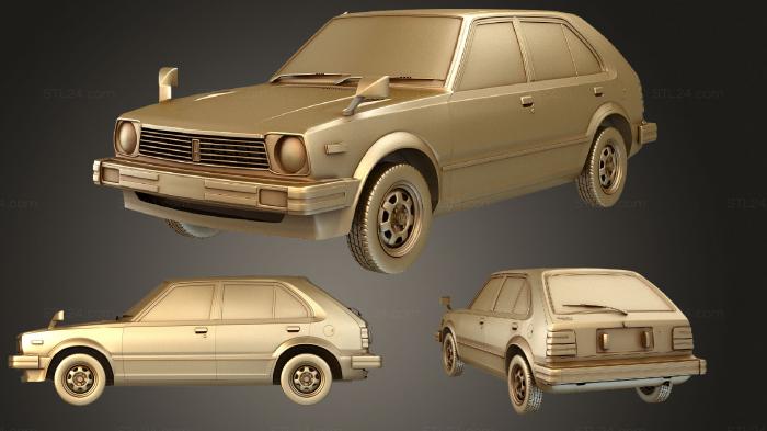 Автомобили и транспорт (Honda Civic (Mk2) 5 дверь 1979, CARS_1829) 3D модель для ЧПУ станка