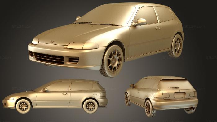 Автомобили и транспорт (Honda Civic (Mk5) хэтчбек 1991, CARS_1832) 3D модель для ЧПУ станка