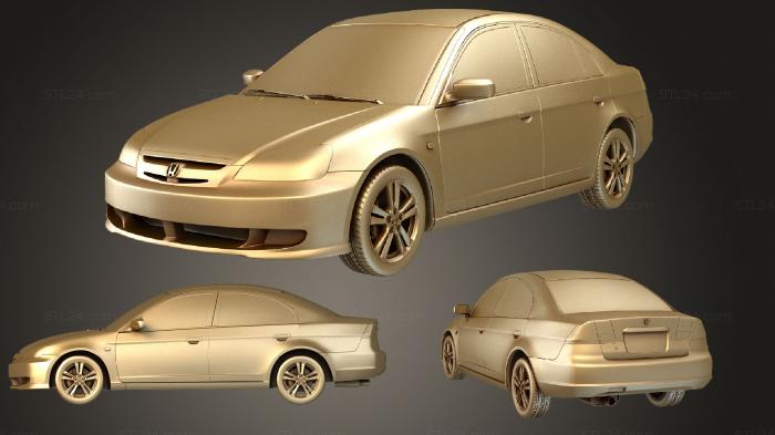Автомобили и транспорт (Honda Civic (Mk7) седан 2001, CARS_1834) 3D модель для ЧПУ станка