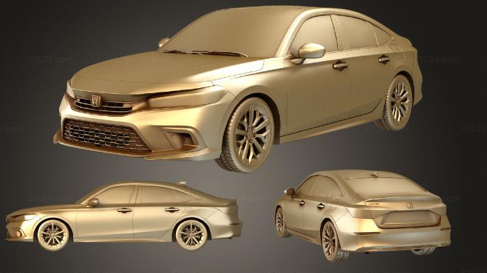 Автомобили и транспорт (Honda Civic (Mk11) (FE) седан Универсал Спецификация США 2022, CARS_1836) 3D модель для ЧПУ станка