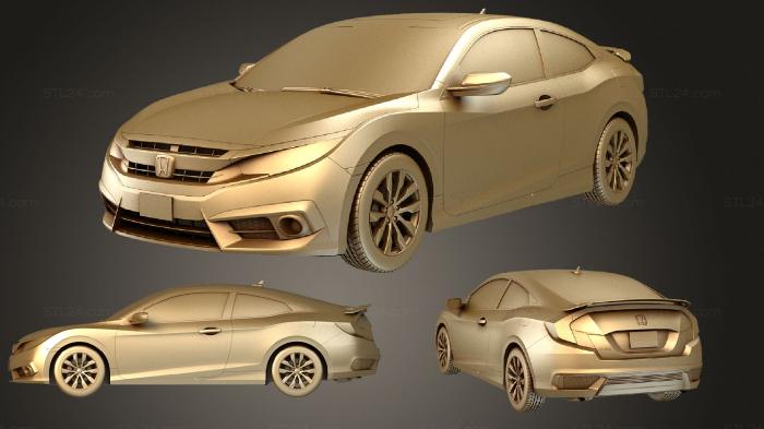 Автомобили и транспорт (Honda Civic Coupe v1 2016 комплект, CARS_1837) 3D модель для ЧПУ станка